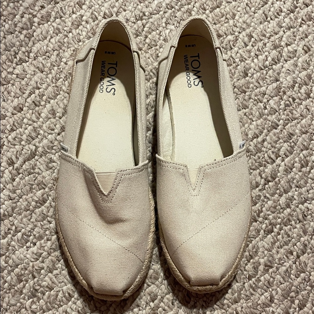 TOMS Women's Beige Espadrille Slip-Ons